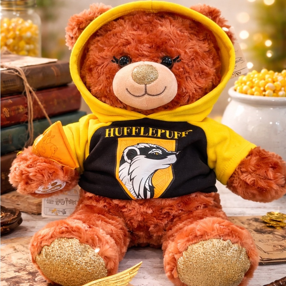 Build A Bear Harry Potter Hufflepuff Plush Bear Hoodie NWT